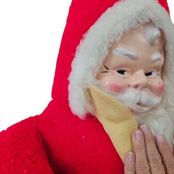 LARGE 41" Store Display Vintage Stuffed Plastic Face Santa Claus Plush - Picture 4 of 9